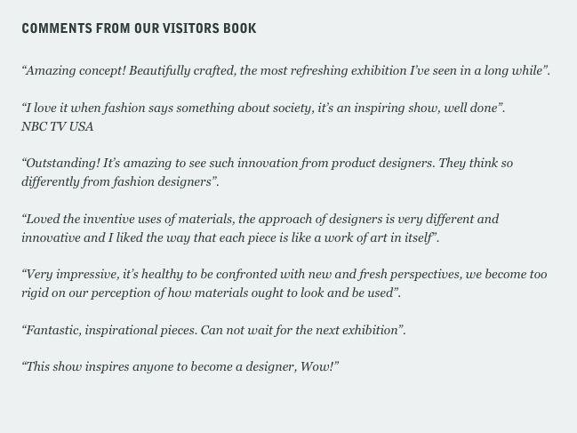 COMMENTS FROM OUR VISITORS BOOK