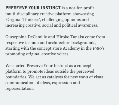 PRESERVE YOUR INSTINCT is a